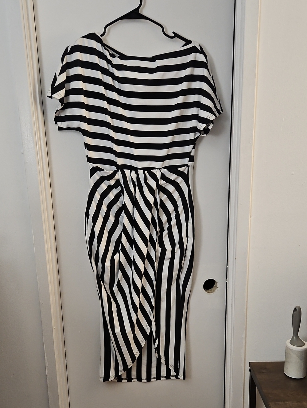 Shein Black & White Striped Midi Dress - Classic Boatneck